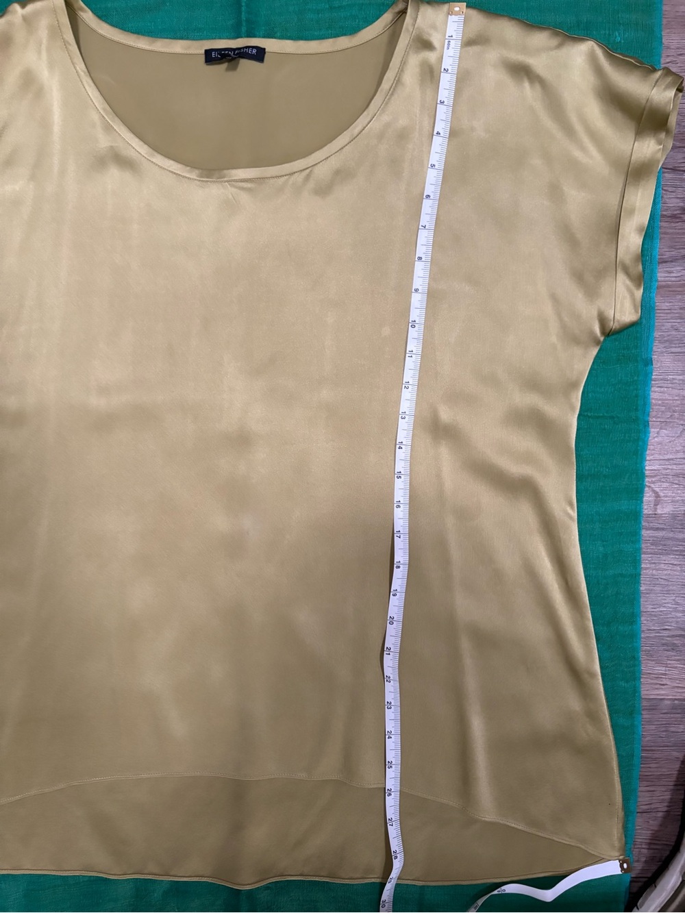 Eileen Fisher Silk Olive Green Slip Top - Picture 7 of 11